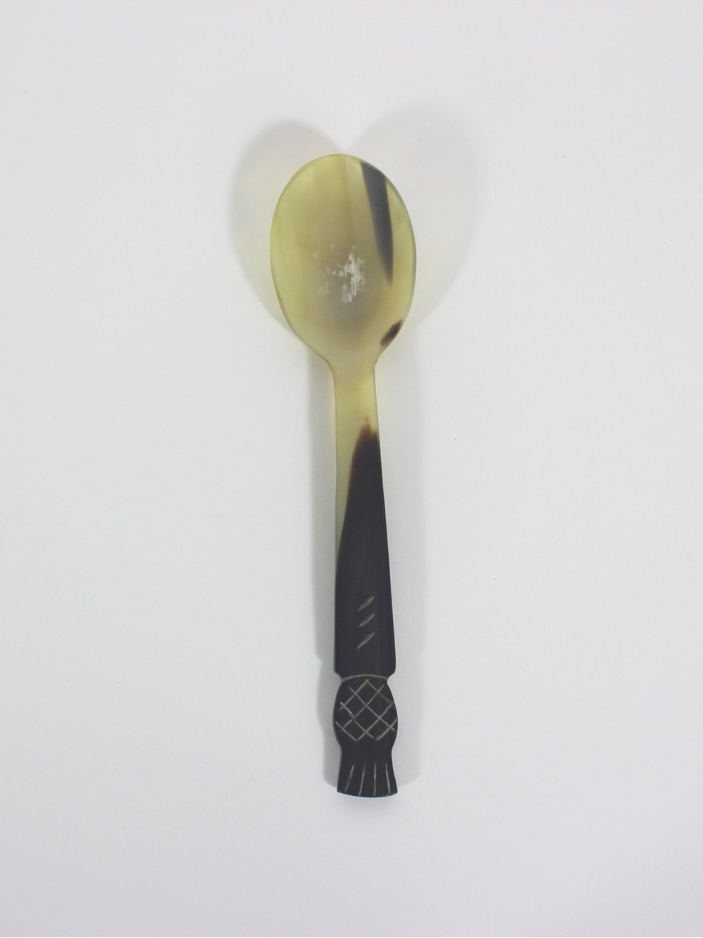 Vintage Carved Natural Horn Scottish Thistle or Pineapple Spoon
